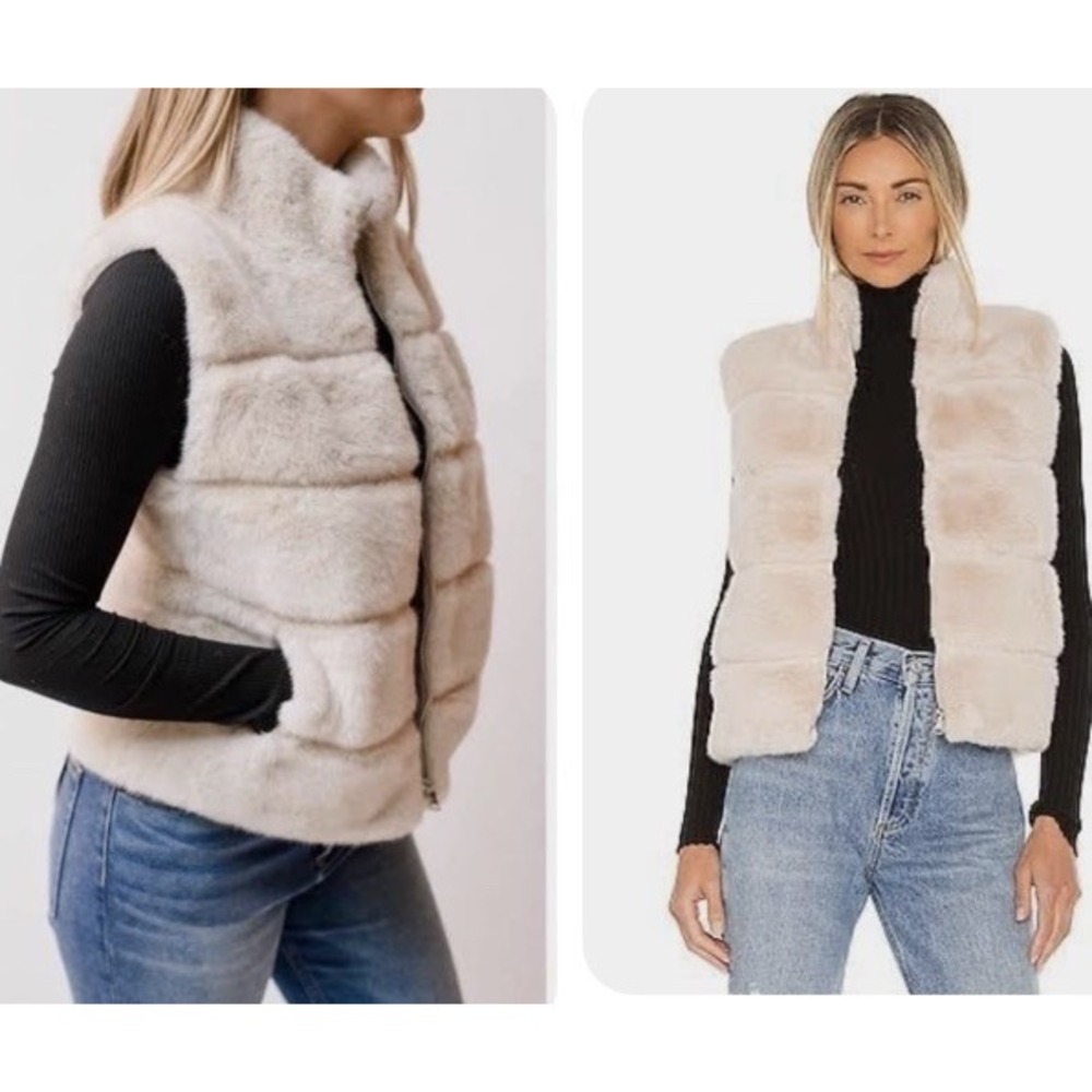 NWT Generation Love Roxanne Faux Fur Vest Off White Zip Up Size M MSRP $275